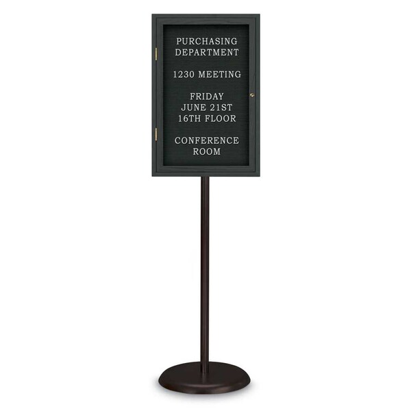 Corkboard, Double Door, Radius Frame, 42x32", Bronze/Pearl